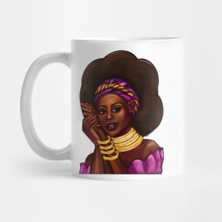 Afro Queen Black is beautiful anime manga black girl with Gold bangles, the top 10 best gift ideas for black women Mug